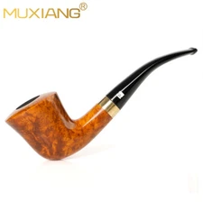 Handmade Briar Tobacco Pipe 9mm Filter Curved Tapered Stem Smooth Smoking Pipe