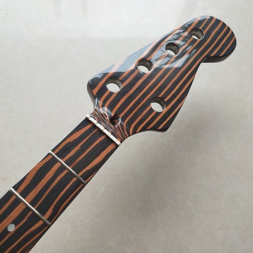 5 String Gloss Zebra wood Bass Guitar Neck 20 fret 34 inches Fretboard