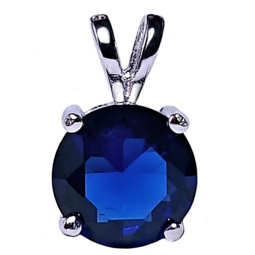 1.25 ct. Blue Sapphire Solitaire Pendant Necklace in Solid Sterling Silver