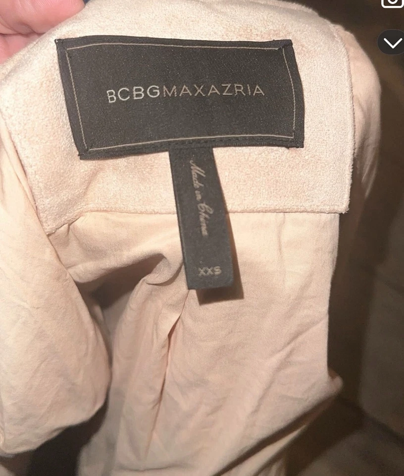 BCBG MAXAZRIA Jacket Women's XXS Bare Pink Cropped Faux Suede - Image 4 of 4