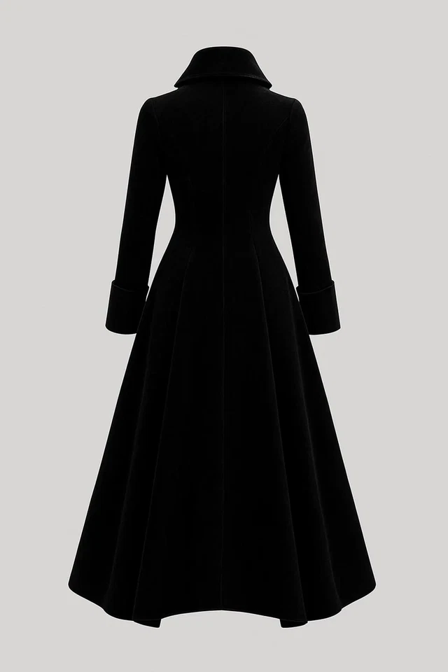 Nuevo Abrigo Largo Mujer Negro Terciopelo Gótico Victoriano Steampunk Abrigo Aristócrata Foto 3 de 4