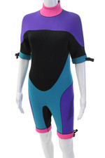 Designer Unisex Adults Coloblock Full Zipped Buckled Wet Suit Black Size M