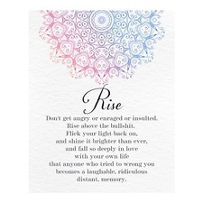 Rise Above - Inspirational Wall Art Print, Motivational Wall Decor For Home