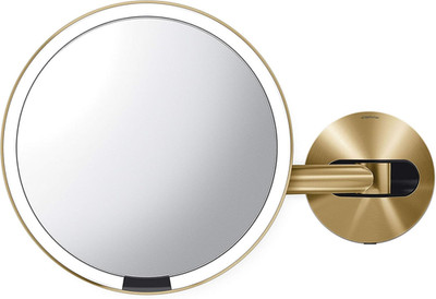 Simplehuman 8'' Wall Mount Sensor Mirror with Light & 5X Magnification, Brass