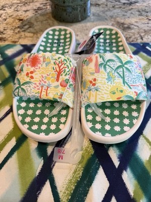 NEW Roller Rabbit x Target Vacation/Star Geo Slide Sandals Yellow/Green - 7-8