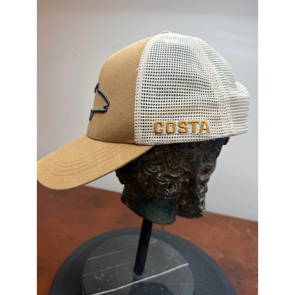 Costa Del Mar Trucker Hat Tan Fish Logo Mesh Back Snapback Fishing - Image 2 of 4