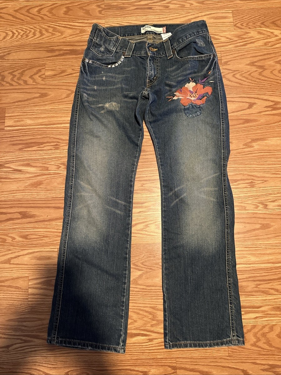Women's Distressed Jeans Levis 504 Slouch Straight 11M Studs