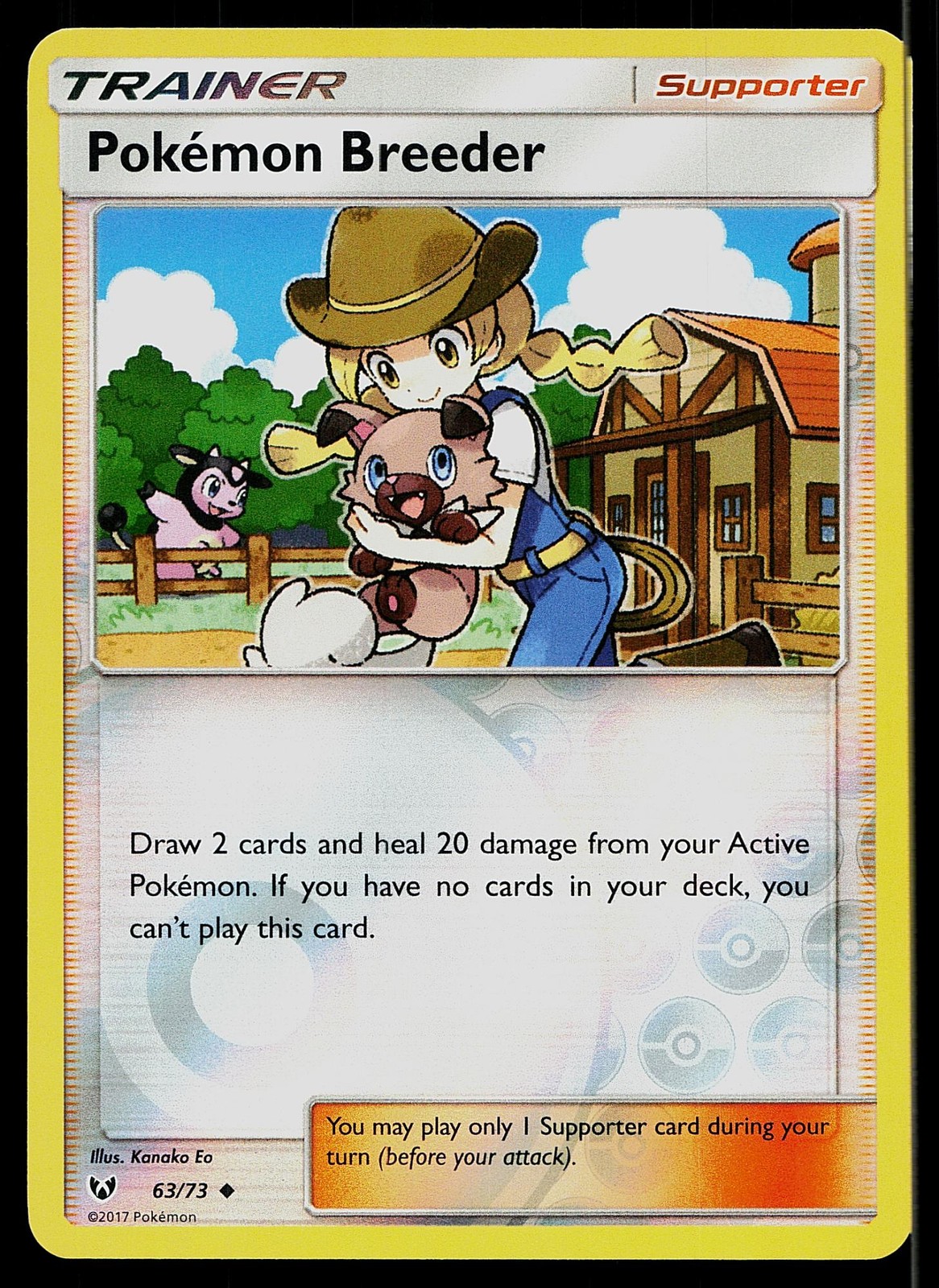 Pokemon Card Shining Legends Pokemon Breeder 63/73 Uncommon Reverse Holo