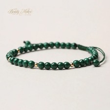 Natural Malachite Bracelet 3mm Green Stone Dainty Gemstone Jewelry Gift for Her