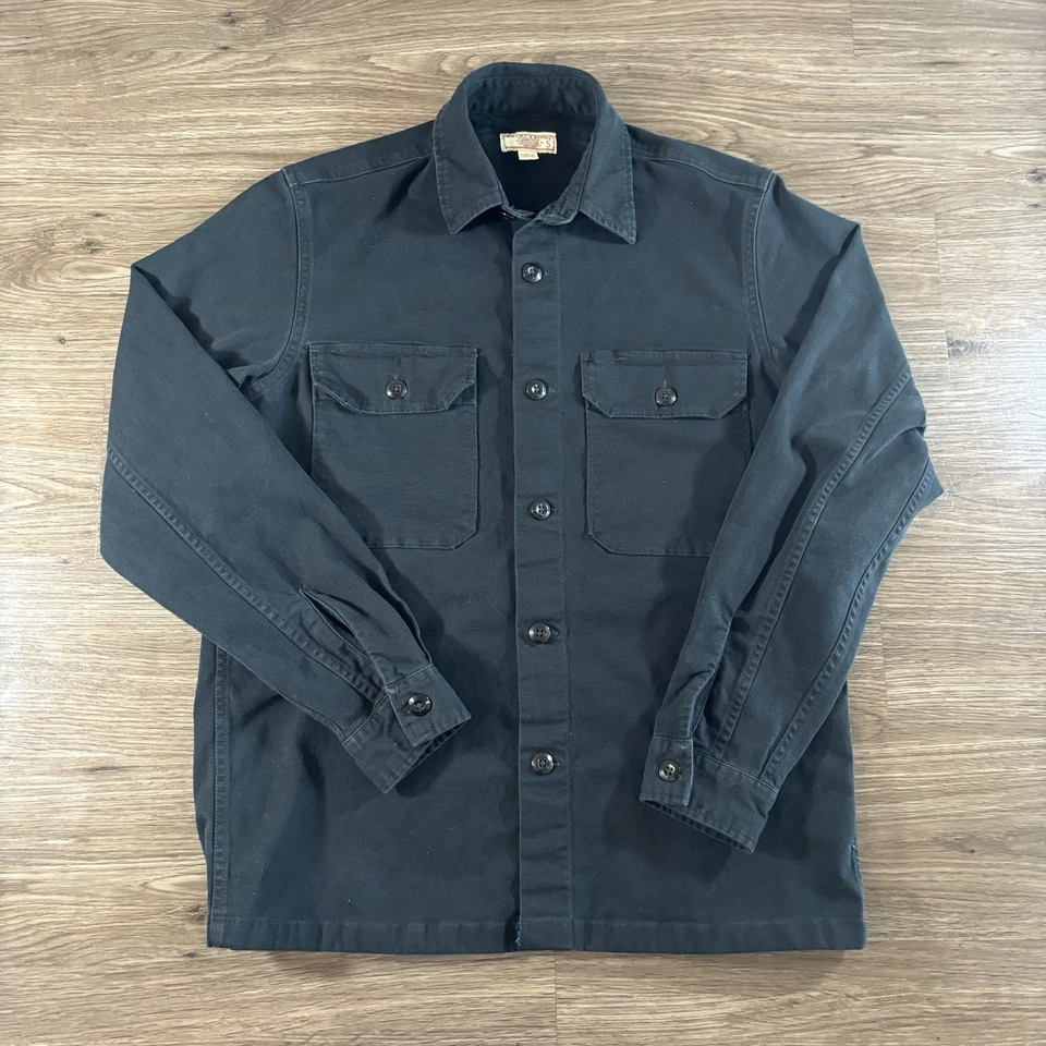 Wallace & Barnes J. CREW Button Down Chamois Work Shirt Black Size Small - Image 3 of 4