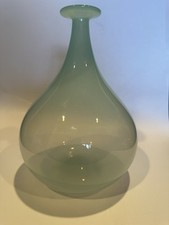 Hand-Blown Sea-Foam Green Glass Vase Signed By Anthony Toomey.
