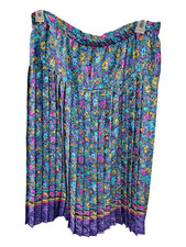 Vintage 80's Floral Pleated Silky Skirt Size 12