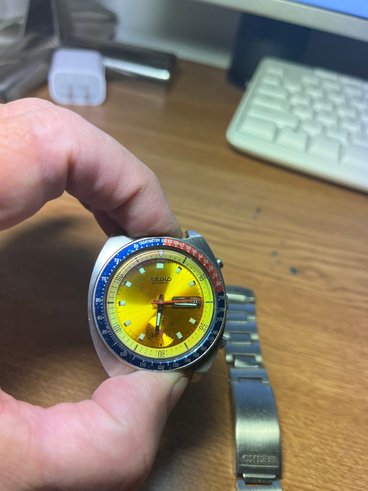 Seiko Chronograph 6139-6002 1971 Yellow Pogue Almost Original .Excellent RARE