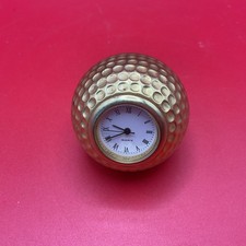 Golf Ball Brass Clock Paperweight Desktop 6.5 Ounce needs battery