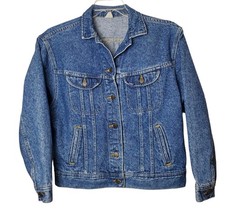 Vintage 80s Lee Jean Jacket Womens Medium Blue Button Up Made in USA Streetwear