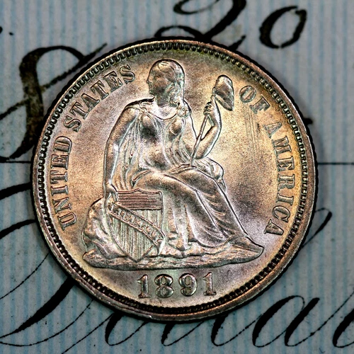 * 1891-O * NEAR+ GEM BU MS SEATED LIBERTY DIME * FROM ORIGINAL COLLECTION