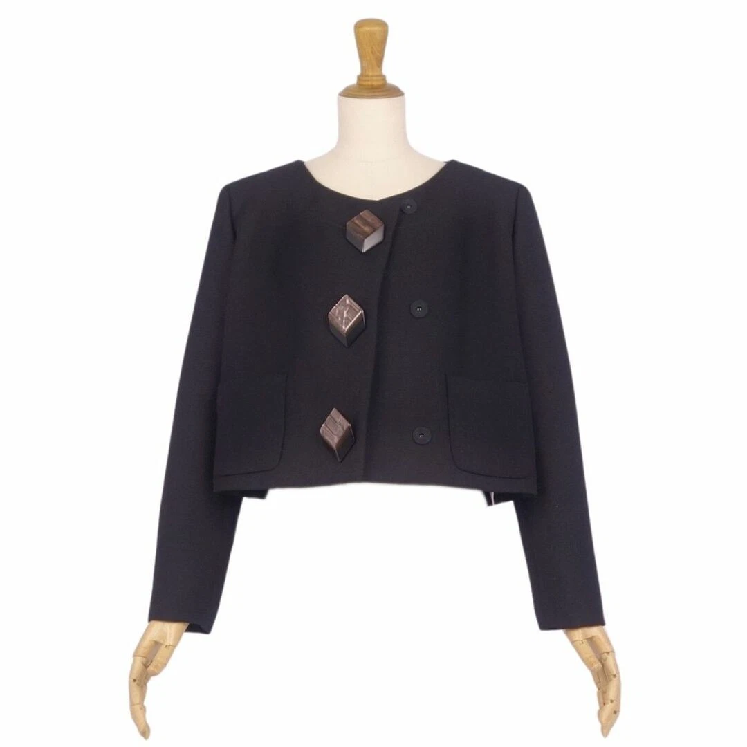 Gucci Giacca Senza Collare Lana Gabardine Capispalla Donna 38 (M Usato0