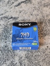 Vintage Sony 2HD 3.5" Floppy Disks 10 Pack 1.44MB IBM High Density PC Media