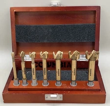 Columbian 7pc Titanium Coated Forstner Bit Tool Set Wood Case 