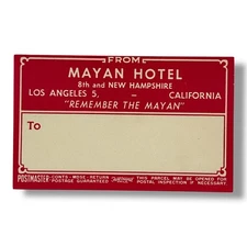 Vintage 1940s Mayan Hotel Los Angeles Luggage Label Unused Art Deco Sticker