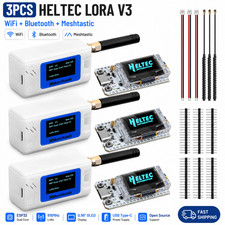 3x Heltec V3 LoRa ESP32 Meshtastic Development Board OLED WiFi Bluetooth w/ Case