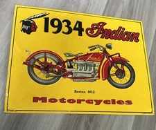 1934 INDIAN MOTORCYCLE Pub Retro Garage Tin Metal Sign Man Cave Bar