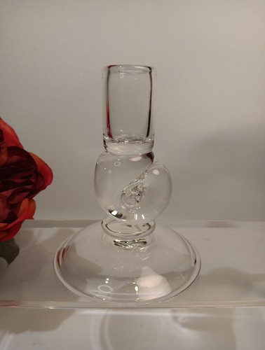 Steuben Glasfuß 4,5" Schneckenfuß Einzelner Kerzenhalter