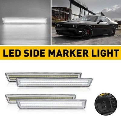 Front Rear LED Side Marker Light Clear Lens Lamp For 2015-2023 Dodge Challenger