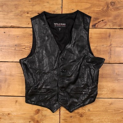 Vintage Wilsons Lederweste L Gilet Weste schwarz
