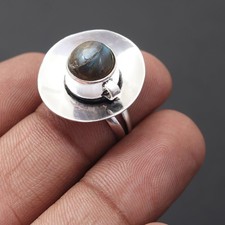 Labradorite Gemstone 925 Sterling Silver Handmade Ring Jewelry Gift For Her