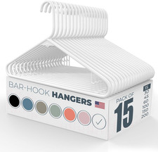 Plastic Hangers 15 Pack Made in the USA 6Lb Capacity Standard Clothes Hanger