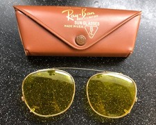 Vintage Bausch  Lomb Ray Ban Clip On Sunglasses B L 50 w/Original Case FreeShip