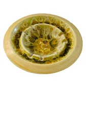 MCM Mustard Yellow Spotted Glazed Ceramic Round Ashtray Vintage Retro USA