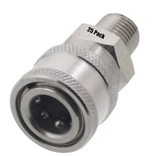 25 Erie Tools Pressure Washer 1/4" Male NPT - Quick Connect Socket Steel Coupler