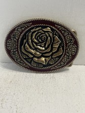 - Belt Buckle Rose Inspired Flower Floral Red Background
