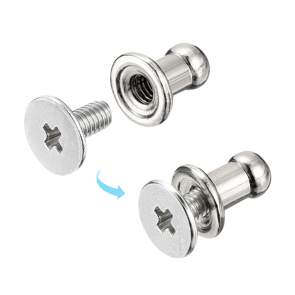 15Pack 4mm Ball Head Stud Rivets Screw Back Round Head Button Silver Tone - Image 4 of 4