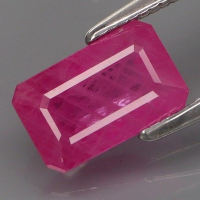 1.76 Ct  Natural Red Pink Ruby Myanmar Heated Only Emerald Shape Loose Gemstone