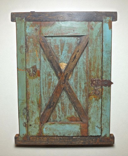 Antique Wooden Wall Décor Window Panel Frame Original Old Hand Crafted