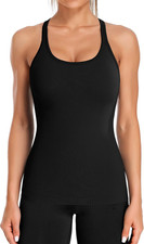 ATTRACO Ribbed Workout Tank Tops for Women with Built in Bra Tight Racerback Sco