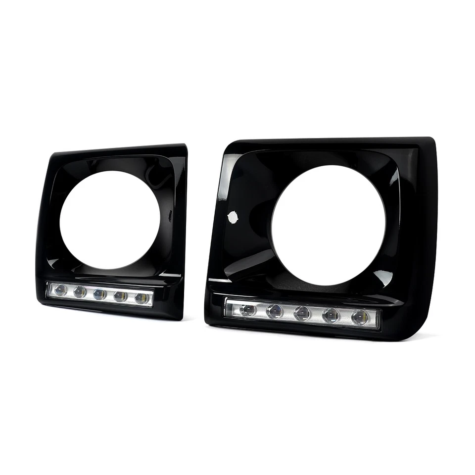 Fits Mercedes-Benz W463 G550 G63 1990-2018 Headlight Trim Bezel W/ LED DRL Black - Image 4 of 4