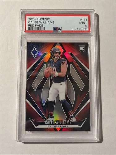 Caleb Williams RC PSA 9 2024 Panini Phoenix 153/299 Red Fade Chicago Bears