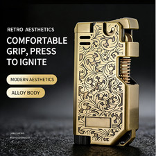 Butane Gas Lighter Color Printed Lucky Flower Metal Elegant Inflatable Lighter