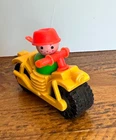 VTG Fisher-Price Little People Yellow Motorcycle Family Camper #994 + Boy