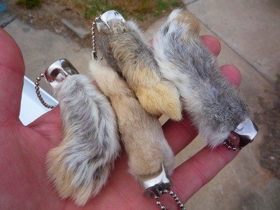 LUCKY RABBITS FOOT RABBIT'S FEET QTY 6 GENUINE RABBIT'S FOOT