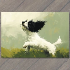 Art Print Joyful Puppy Dog Expression Bright Colors Green Orange Painted Motion