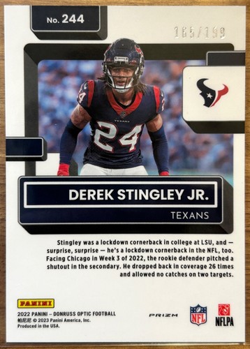 2022 Donruss Optic - Derek Stingley Jr - Rookie Lot (3) - Pink Velocity Blue ๐ - Picture 6 of 8