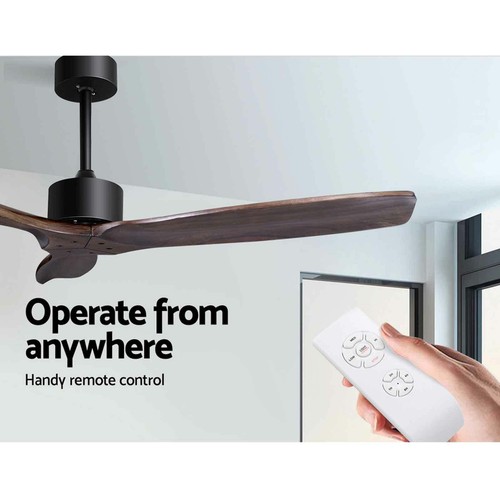 52 Inch Quiet Ceiling Fan Remote Control Indoor Outdoor 3 Wooden Blades 8H Timer - Picture 5 of 8