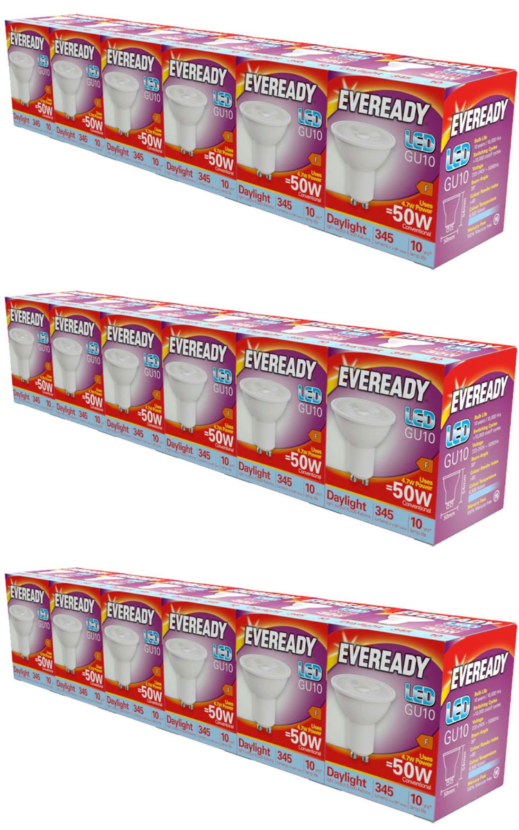 18x Eveready LED GU10 Lamp Light Bulb 345lm 6500K 5W (50W) - Daylight