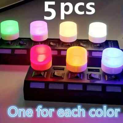 5 USB Tragbare LED Mini Nachtlicht Kleine Runde Lampe Computer Mobile Power