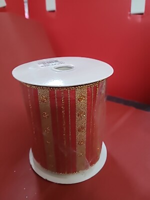 Red & Gold Glitter Christmas Wired Edge Ribbon - 4 Inch x 10 Yards (Red ...